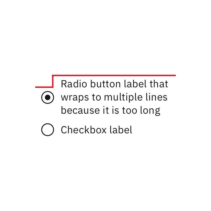 Do not vertically center wrapped text with the radio button.