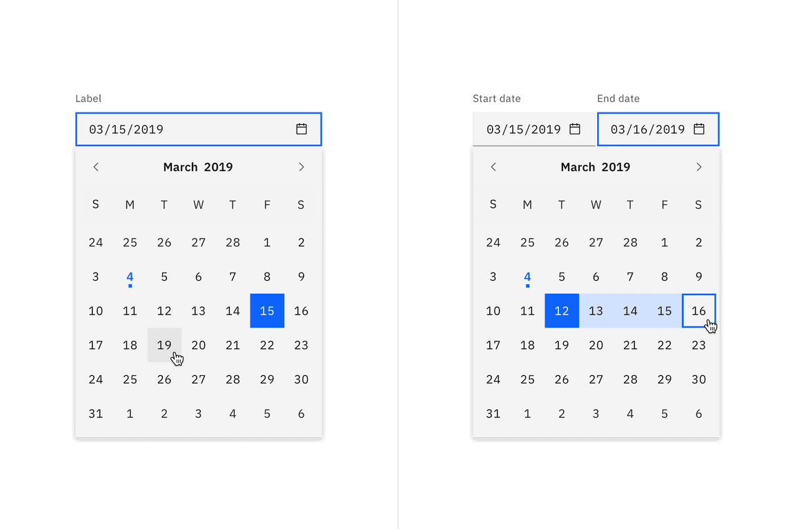 Date picker calendar examples