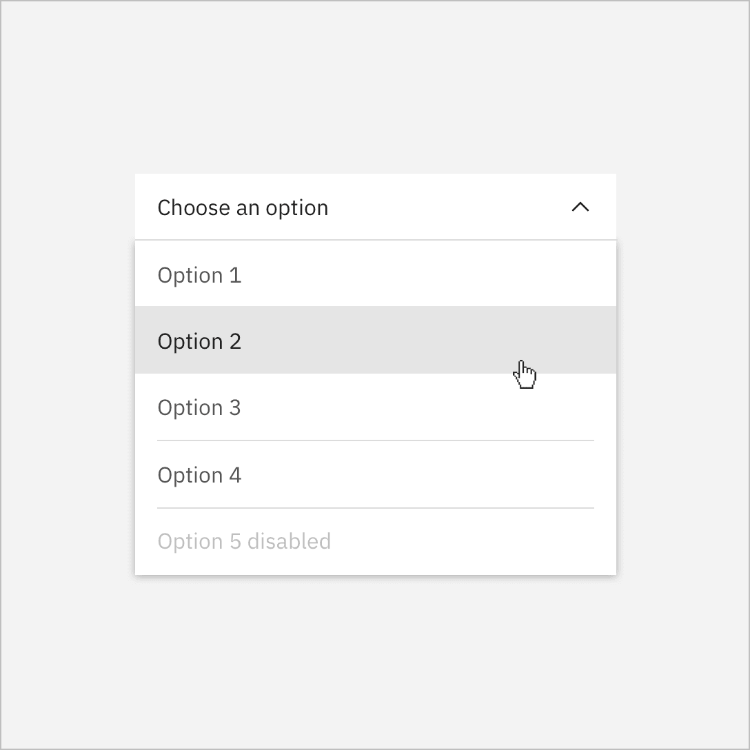 White dropdown on a Gray 10 background.