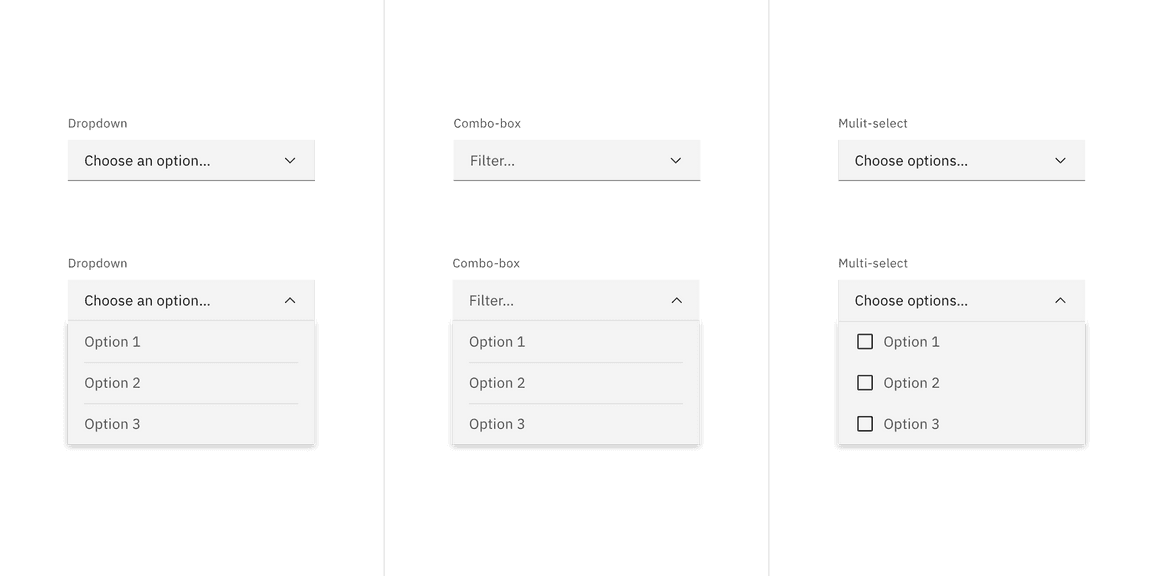 Dropdown variant examples
