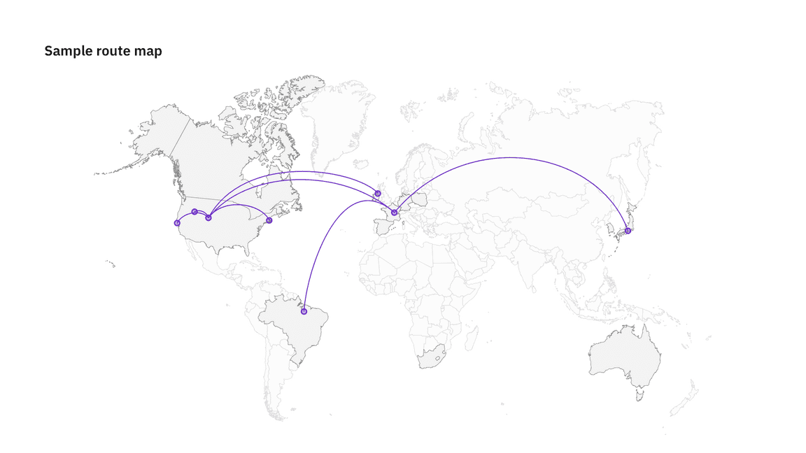 Connecting lines on a spatial map