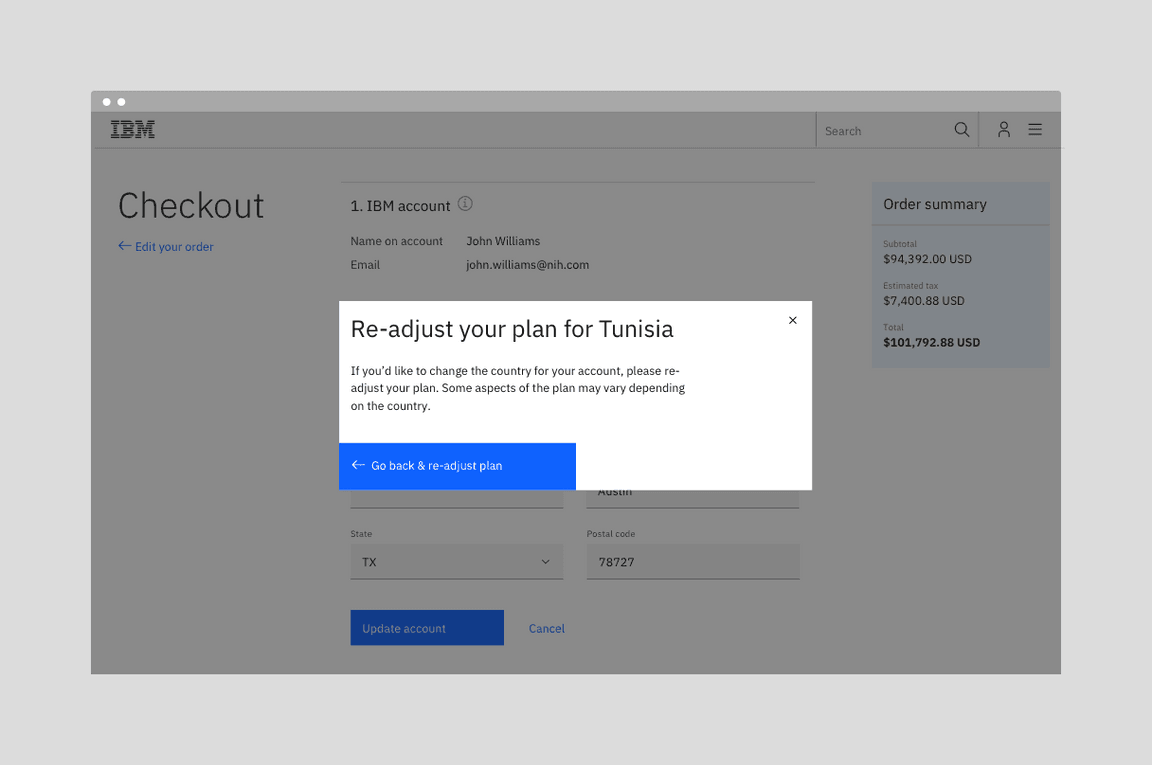 New modal using Carbon