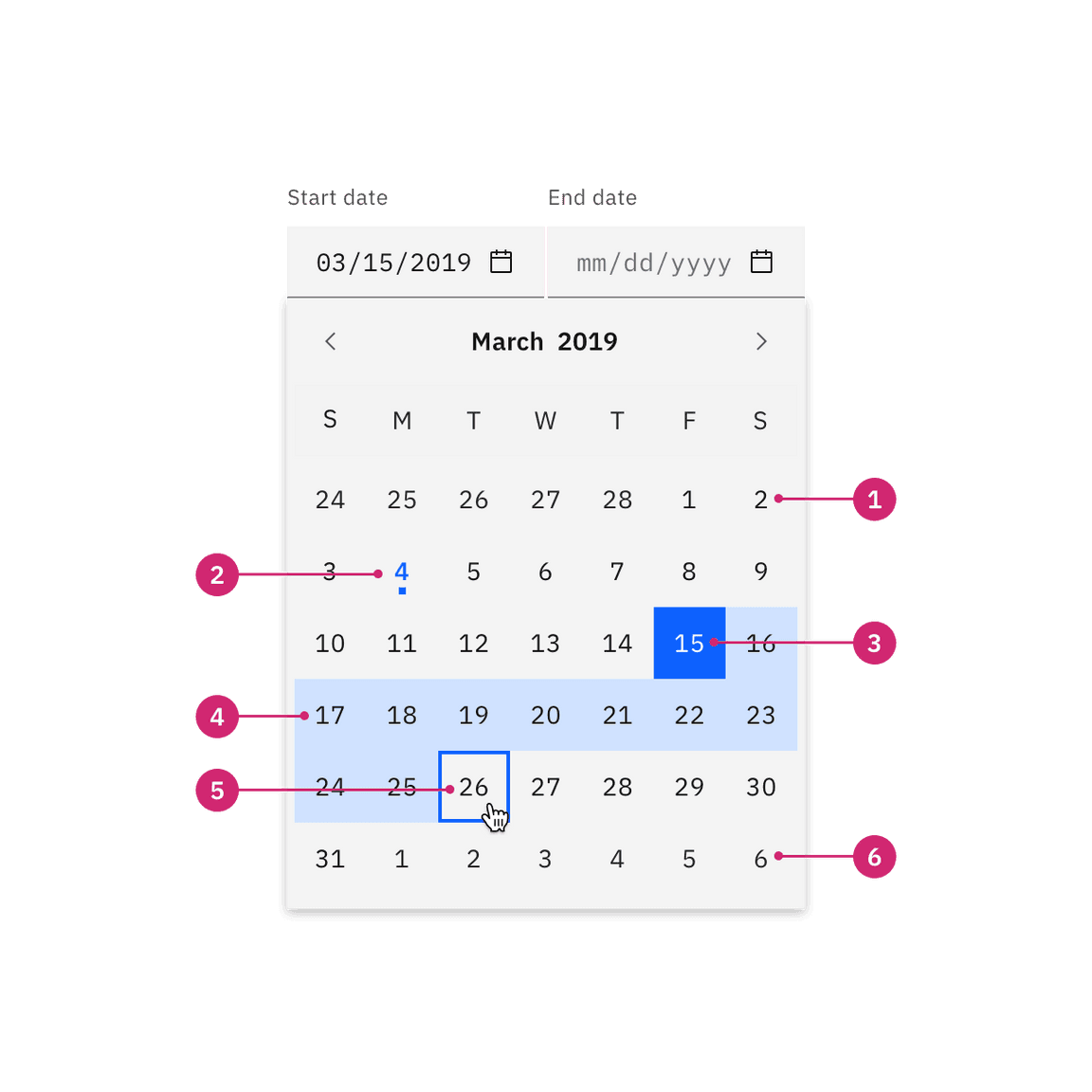 Date range calendar picker